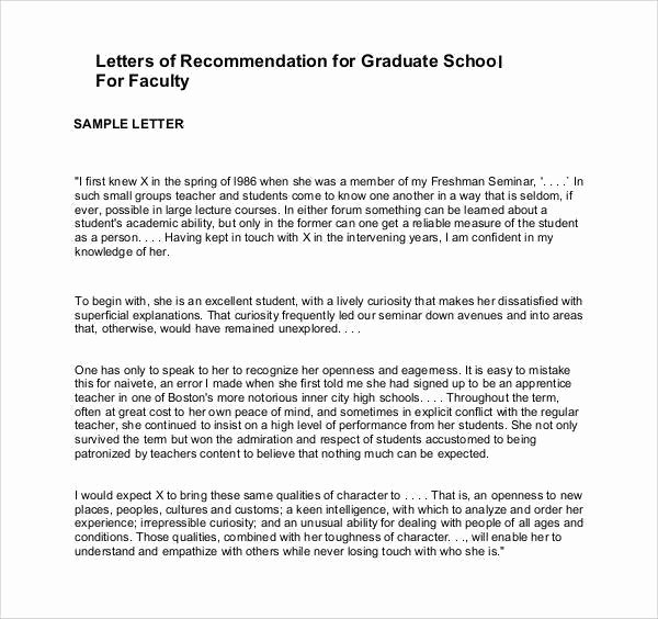 Grad School Letter Of Recommendation Inspirational Free 45 Sample Letters Of Re Mendation for Graduate
