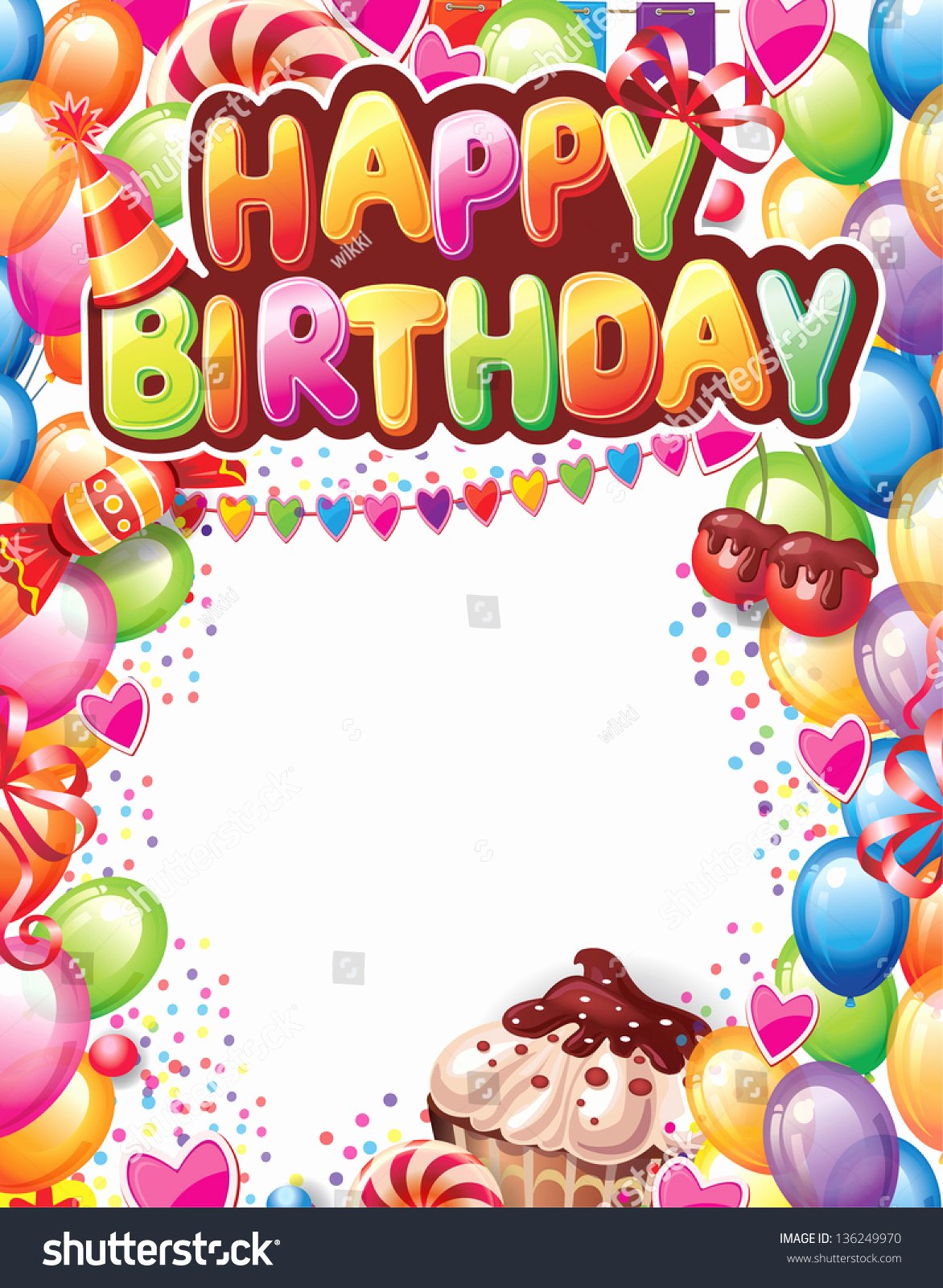 Happy Birthday Card Template Beautiful Template Happy Birthday Card Stock Vector
