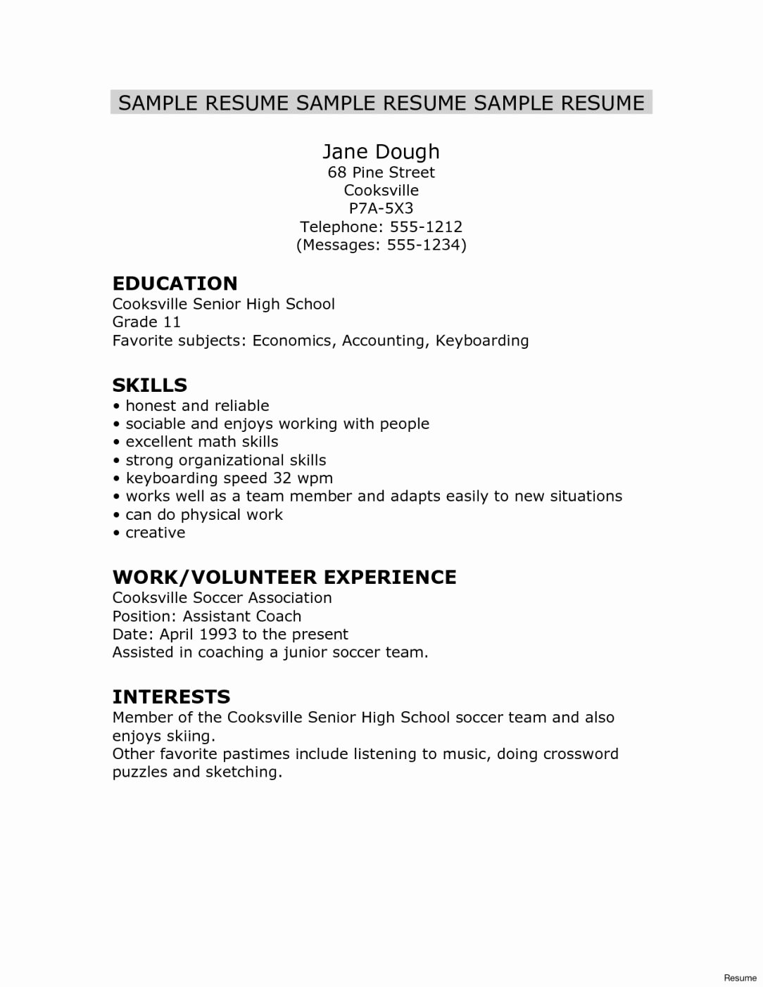 High School Job Resume New High School Graduate 3 Resume format