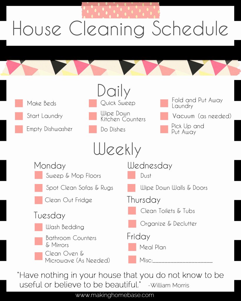 House Cleaning Checklist Template Luxury A Basic Cleaning Schedule Checklist Printable