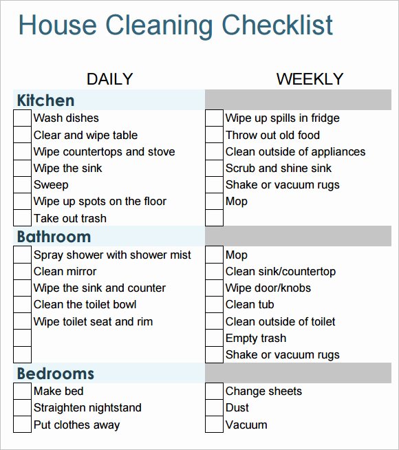House Cleaning Checklist Template Unique Sample House Cleaning Checklist 12 Documents In Pdf Word