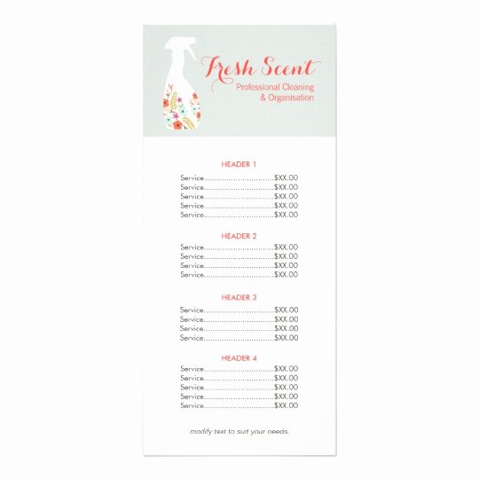 spa massage salon service menu with price list