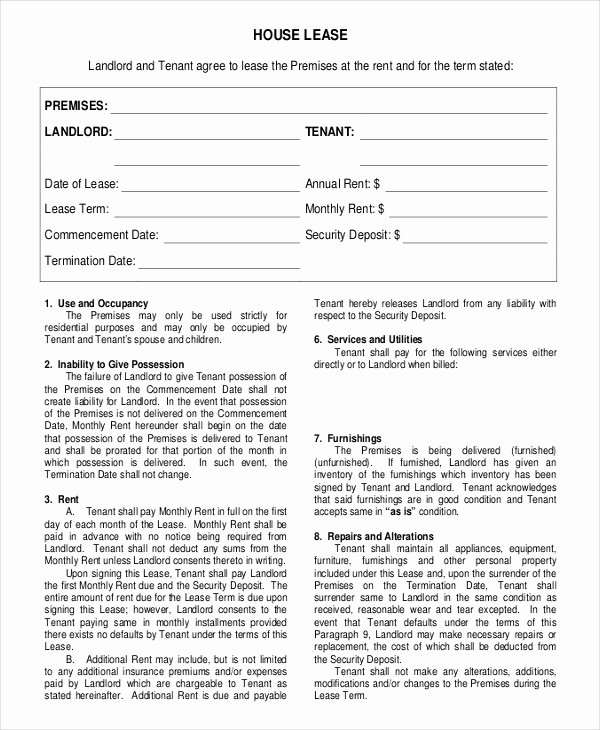 House Rental Agreement Template Lovely 16 House Rental Agreement Templates Doc Pdf