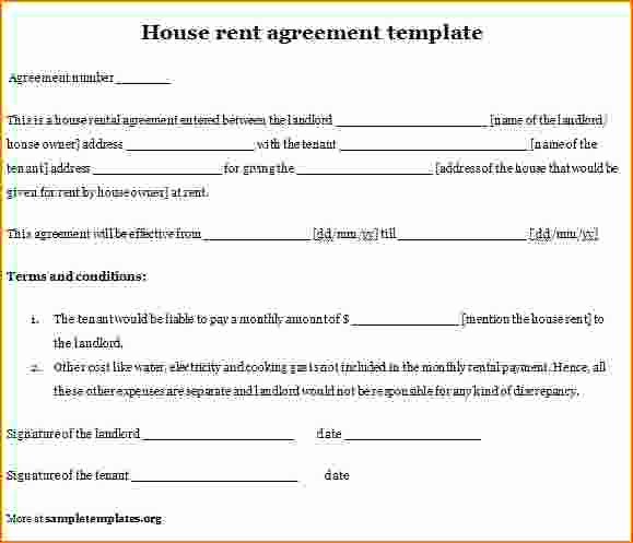 House Rental Agreement Template Lovely 4 Sample House Rental Agreement