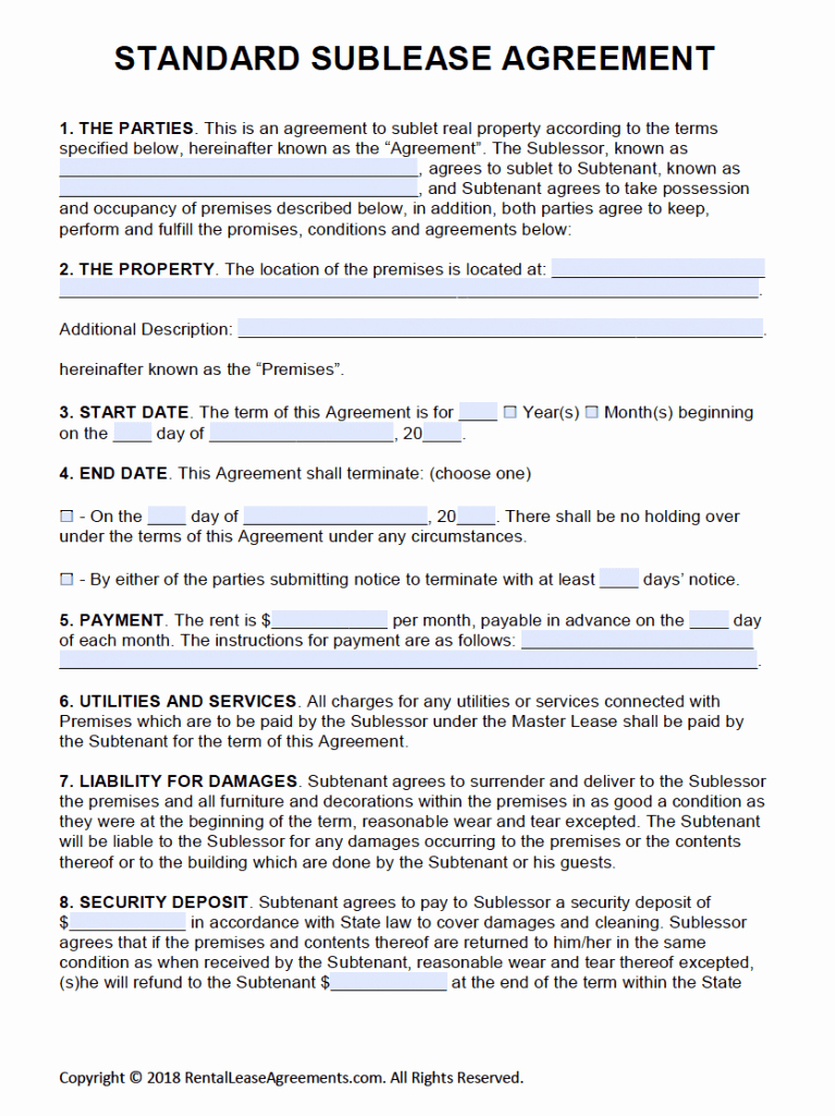 House Rental Agreement Template Lovely Free Printable Rental Lease Agreement Templates