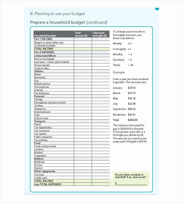 Household Budget Template Printable Elegant 13 Household Bud Templates Free Sample Example