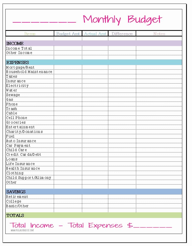 Household Budget Template Printable Inspirational Free Monthly Bud Template Frugal Fanatic