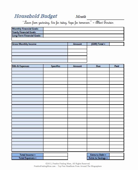 Household Budget Template Printable New Free Printable Bud Worksheets – Download or Print