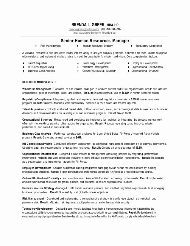 Human Resources Manager Resume Awesome Human Resource Manager Resume