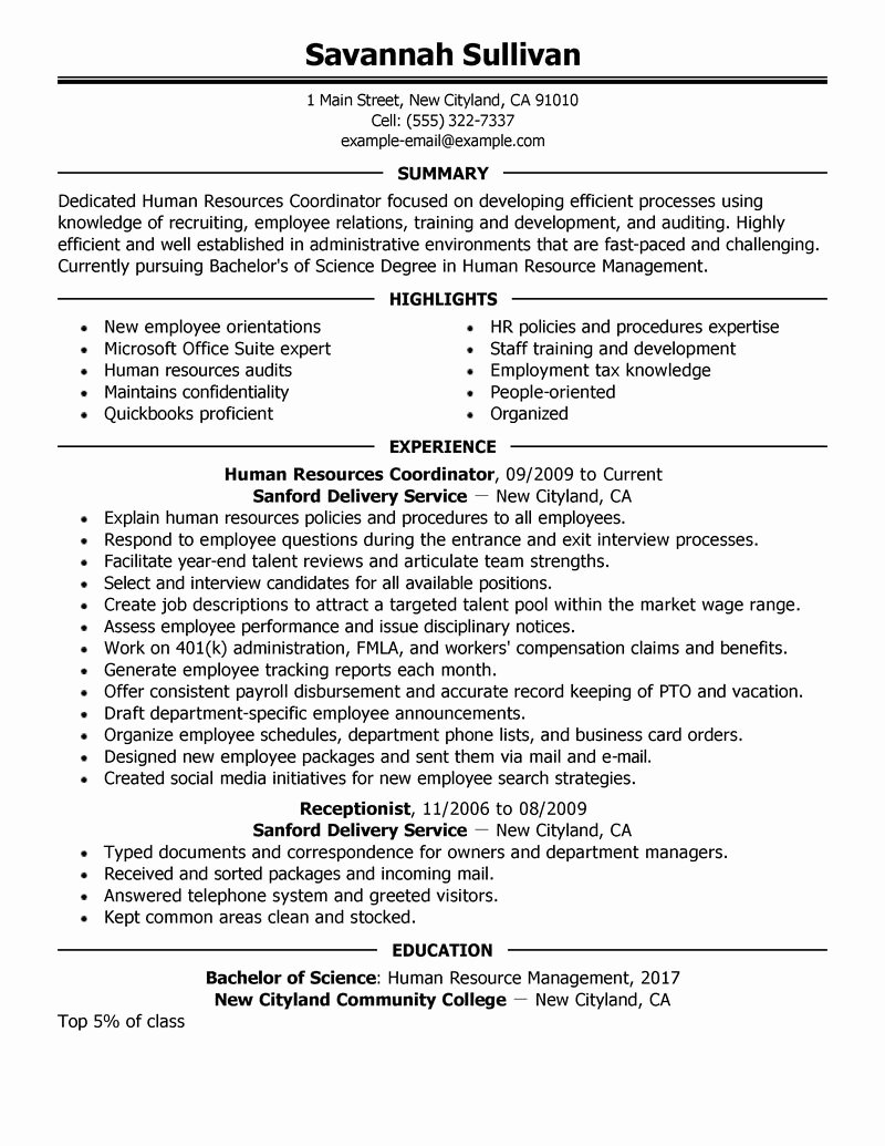 Human Resources Manager Resume Awesome Resume format Resume Template Human Resources