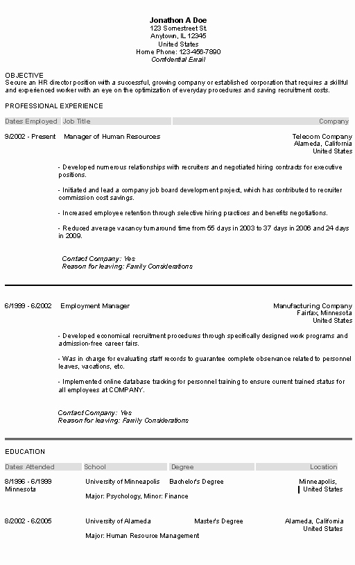 Human Resources Manager Resume Luxury Human Resources Resume Example