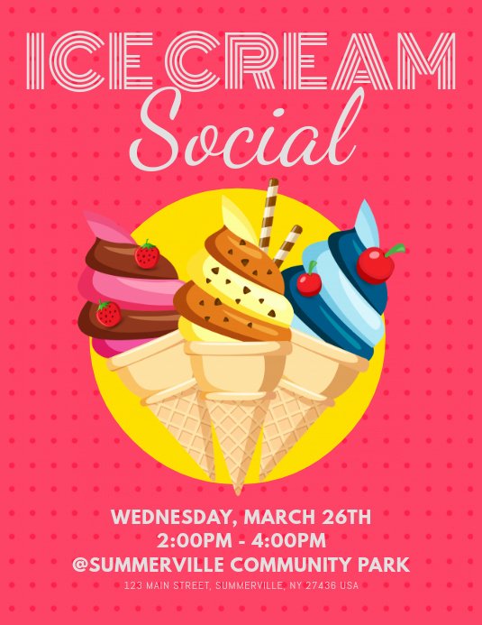 Ice Cream social Flyer Unique Ice Cream social Flyer Template