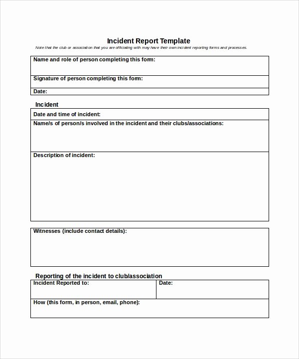 Incident Report Template Word New Sample Incident Report Template 16 Free Download