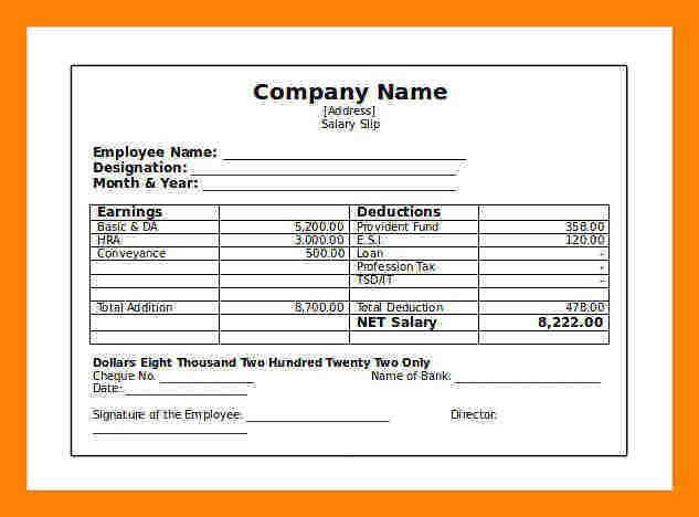 Contractor Pay Stub Template