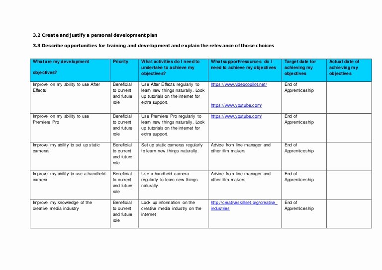 Individual Development Plan Examples Unique Personal Development Plan