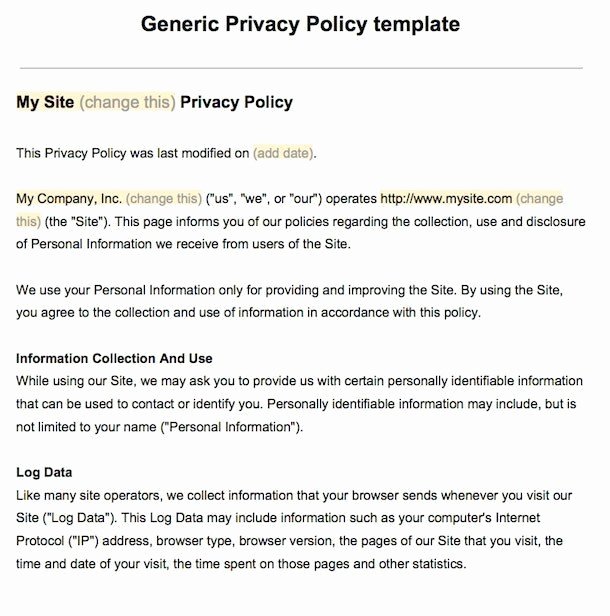 Information Security Policies Templates Beautiful Sample Privacy Policy Template Termsfeed