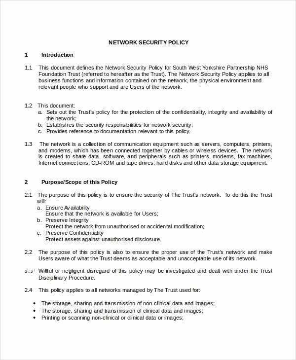 Information Security Policies Templates Fresh Security Policy Template 7 Free Word Pdf Document