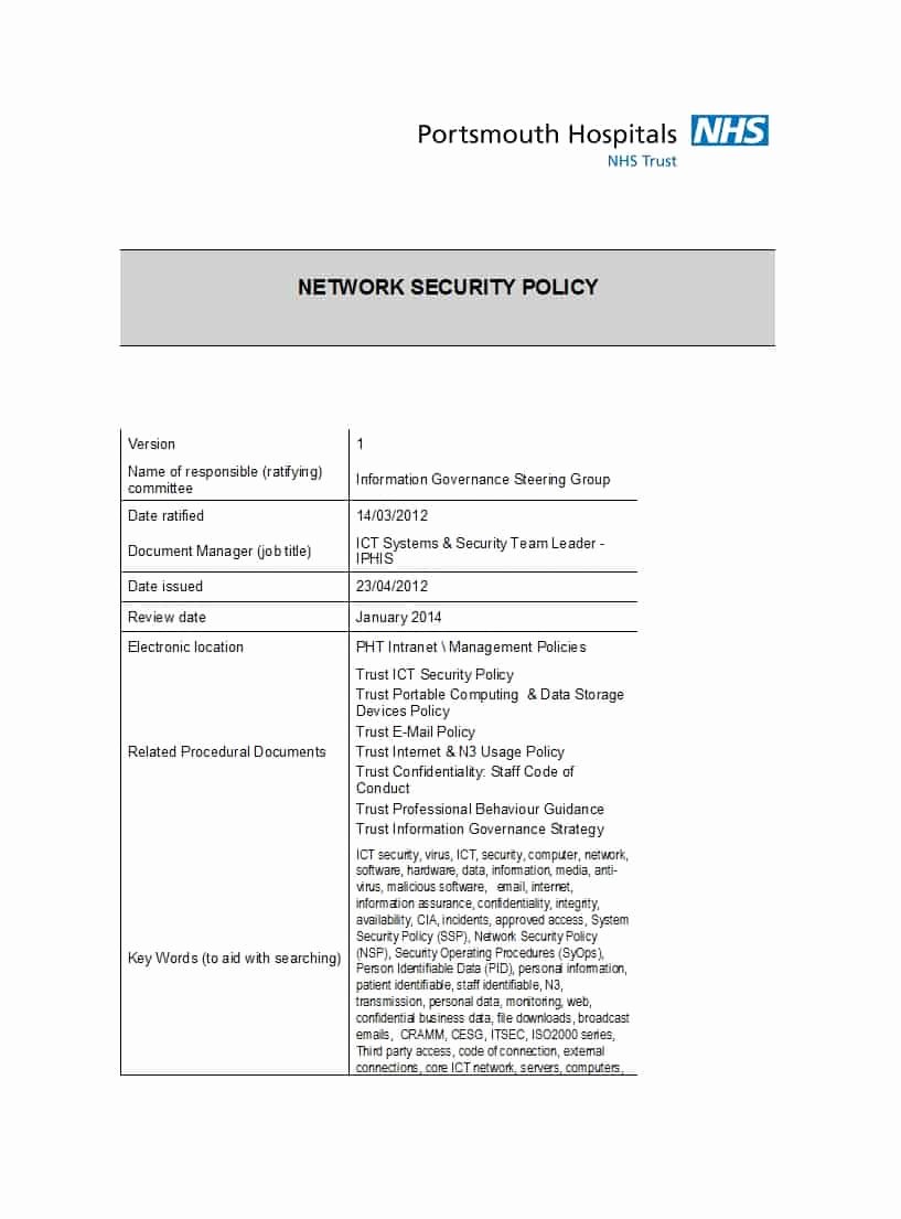 Information Security Policies Templates Lovely 42 Information Security Policy Templates [cyber Security