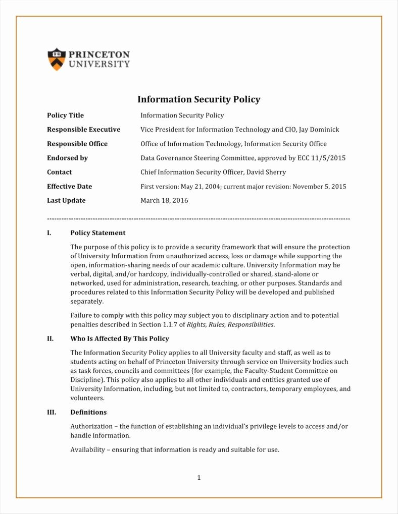 Information Security Policies Templates New 9 It Policy Templates Free Pdf Doc format Download