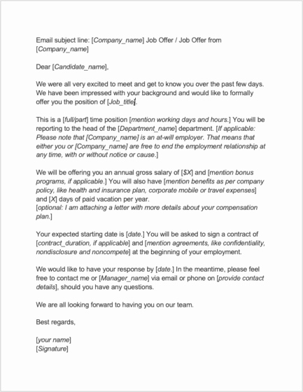 Job Offer Letter Example New 8 Job Offer Letter Templates for Every Circumstance Plus