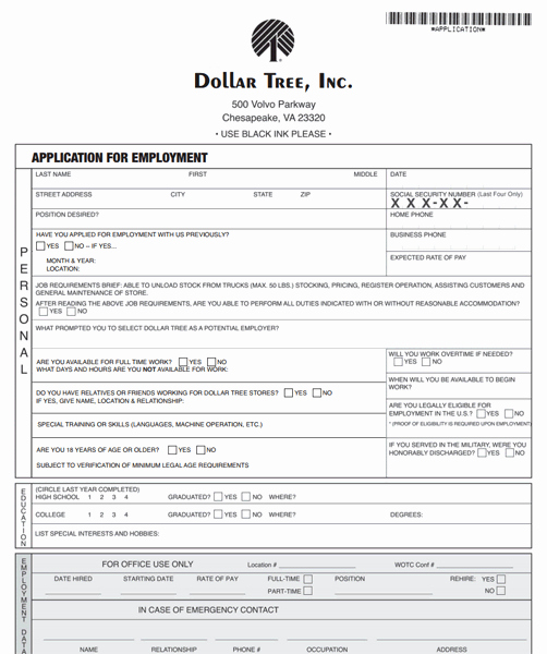 Jobs Application form Pdf Best Of Dollar Tree Application Pdf Print Out
