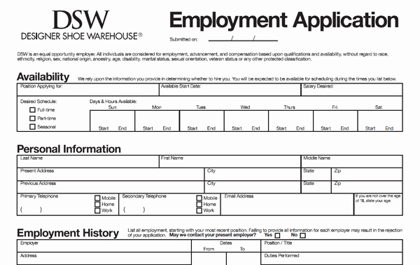 Jobs Application form Pdf Best Of Dsw Application Pdf Print Out
