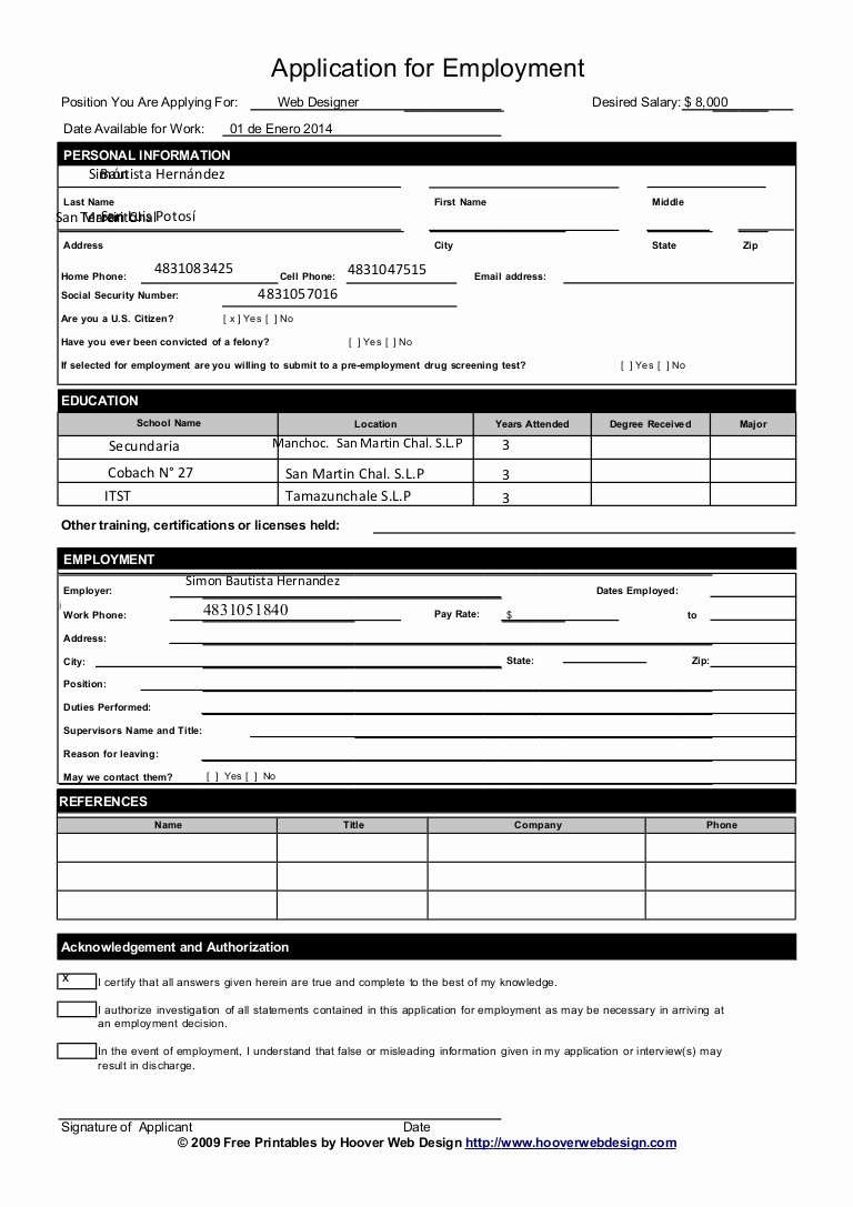 Jobs Application form Pdf Elegant Sample Employment Application form Template