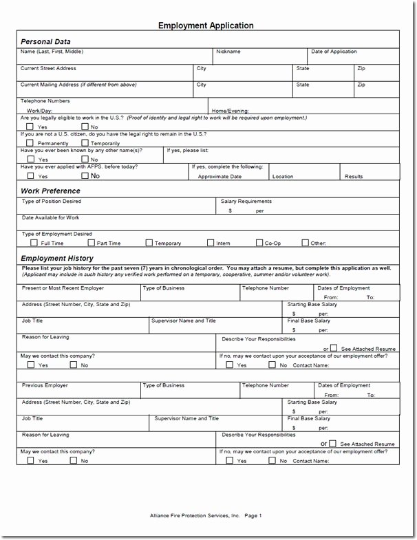 Jobs Application form Pdf New Job Application form Template