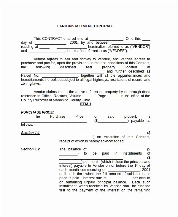 Land Purchase Agreement form Pdf Lovely Free 8 Sample Land Contract forms In Pdf