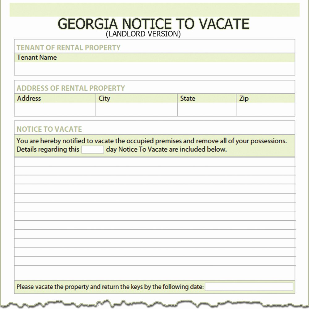 Landlord Notice to Vacate Elegant Georgia Landlord Notice to Vacate