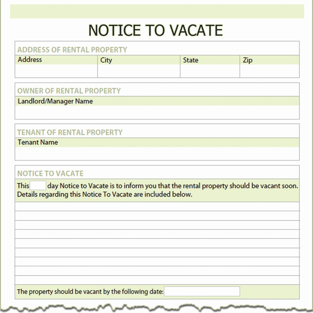Landlord Notice to Vacate Elegant Notice to Vacate