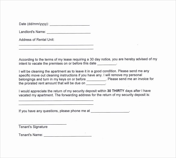 Landlord Notice to Vacate Lovely Intent to Vacate Letter 6 Samples Examples &amp; formats
