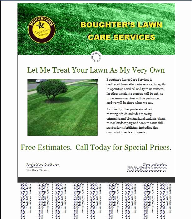 Lawn Care Flyer Template Awesome Mark’s Lawn Care Business Flyer