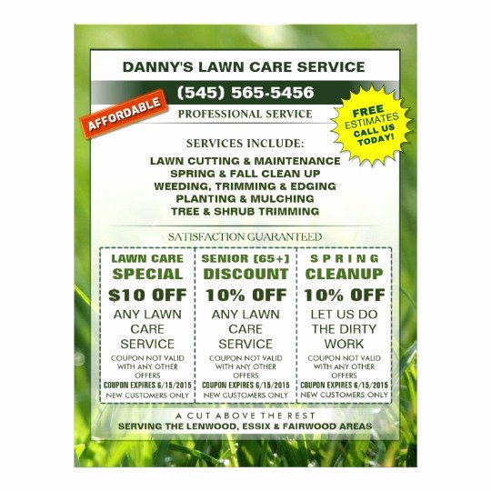 Lawn Care Flyer Template Elegant Lawn Care 8 5 X 11 Coupon Promotion Business Flyer