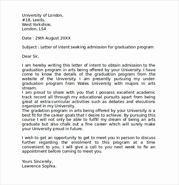 letter of intent graduate school