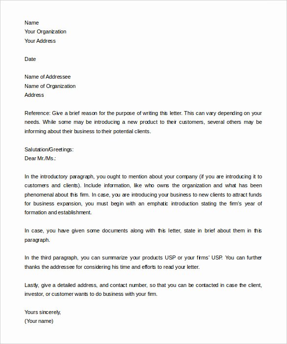 Letter Of Introduction Example Lovely Introduction Email to Client Template 5 Free Samples