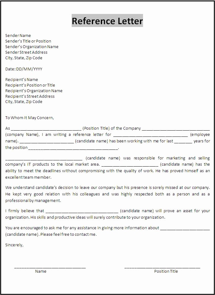 Letter Of Recommendation Templates Word Lovely 10 Reference Letter Samples