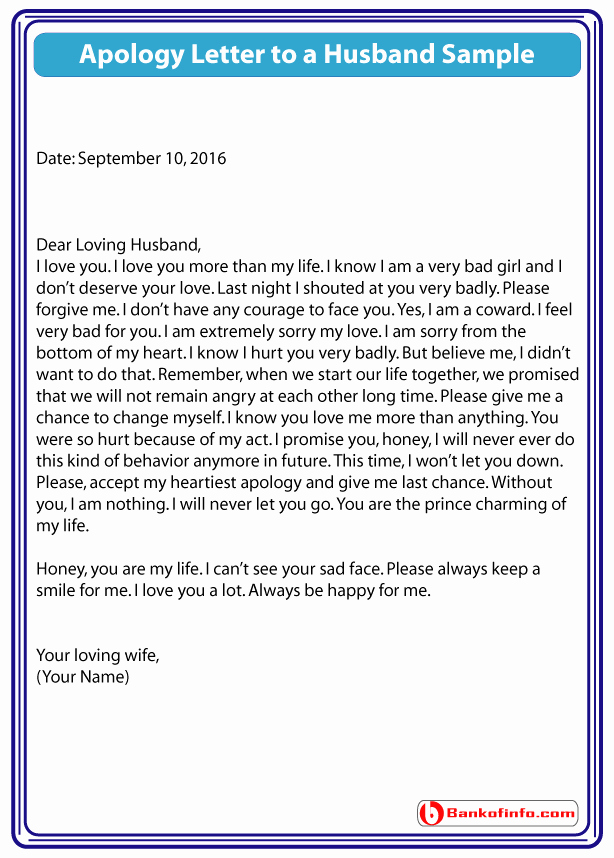 Letter to My Husband Unique Apology Letter to Husband