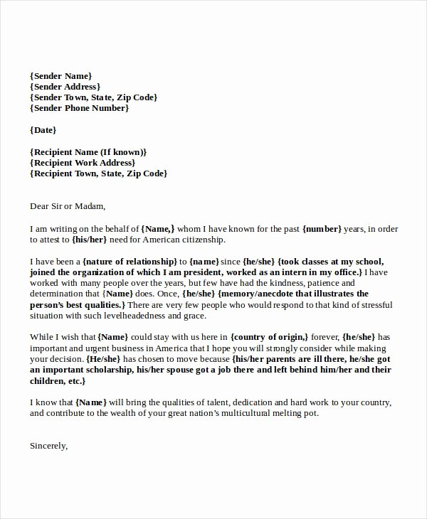 Letters Of Recommendation for Immigration Inspirational Reference Letter for Immigration From Employer