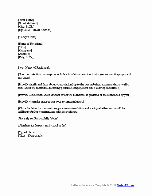 Letters Of Recommendation Template Beautiful Download A Free Letter Of Reference Template for Word
