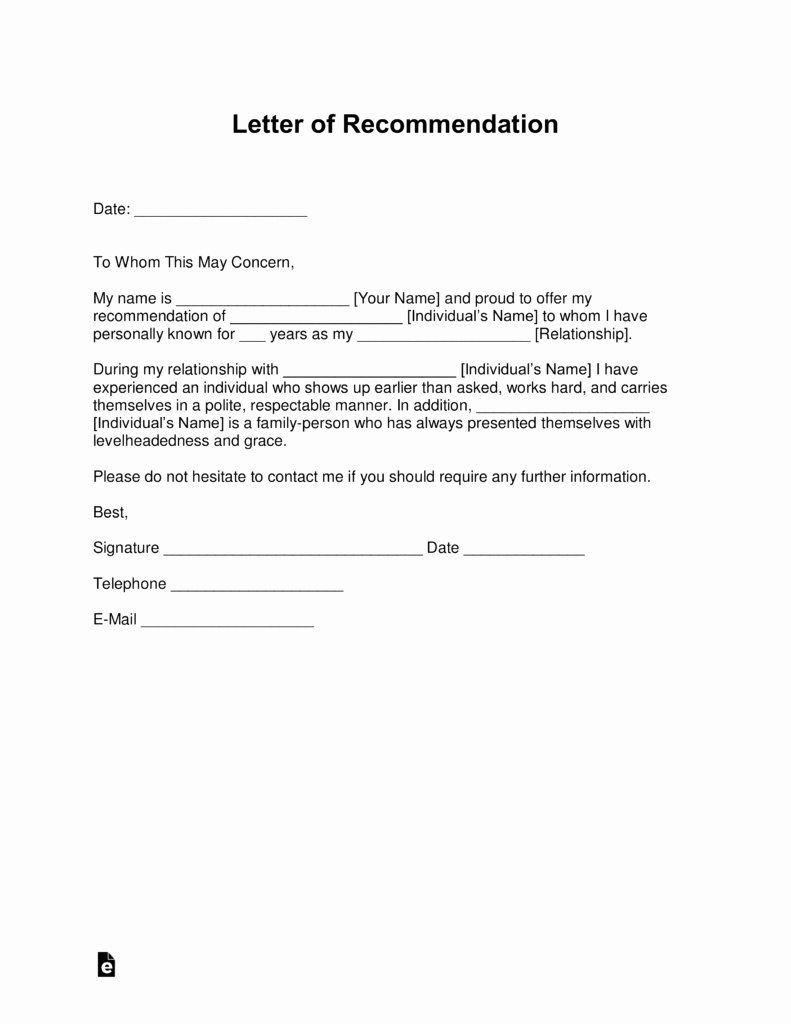 Letters Of Recommendation Template Luxury Free Letter Of Re Mendation Templates Samples and