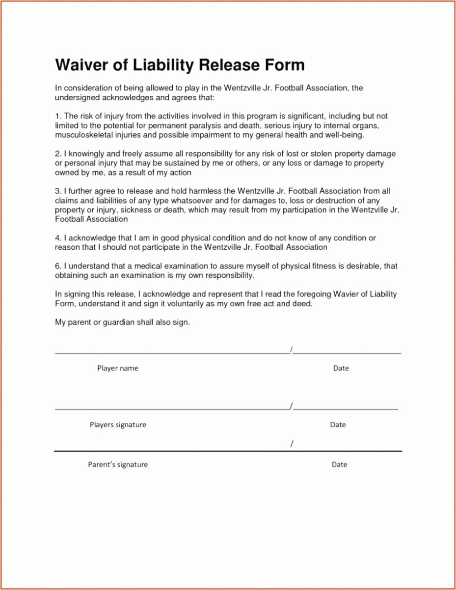 Liability Release form Template Best Of Release Liability Letter Template Examples