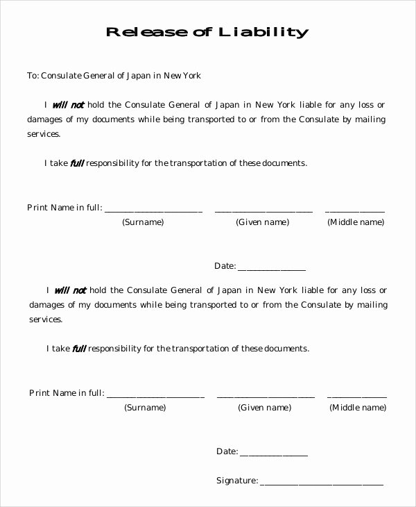 Liability Release form Template Best Of Sample Liability Release form 8 Examples In Pdf Word