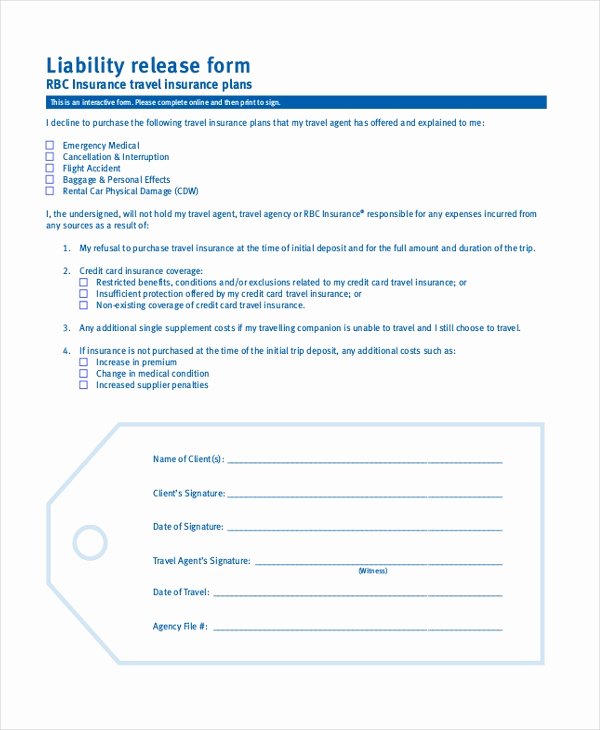 Liability Release form Template Lovely Sample Liability form 8 Free Documents In Pdf
