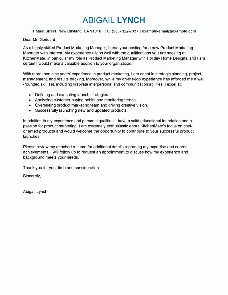 Marketing Cover Letter Sample New Best Product Marketer Cover Letter Examples