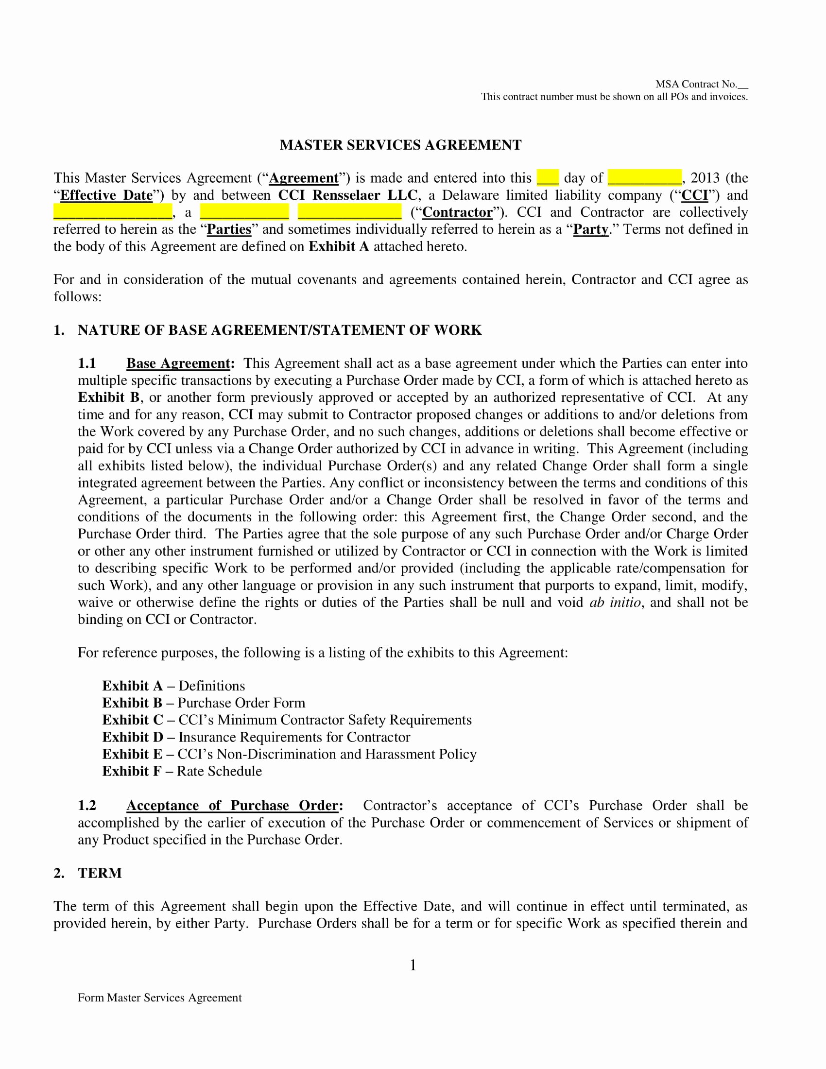 Master Service Agreement Template Awesome 11 Service Agreement Contract Template Examples Pdf