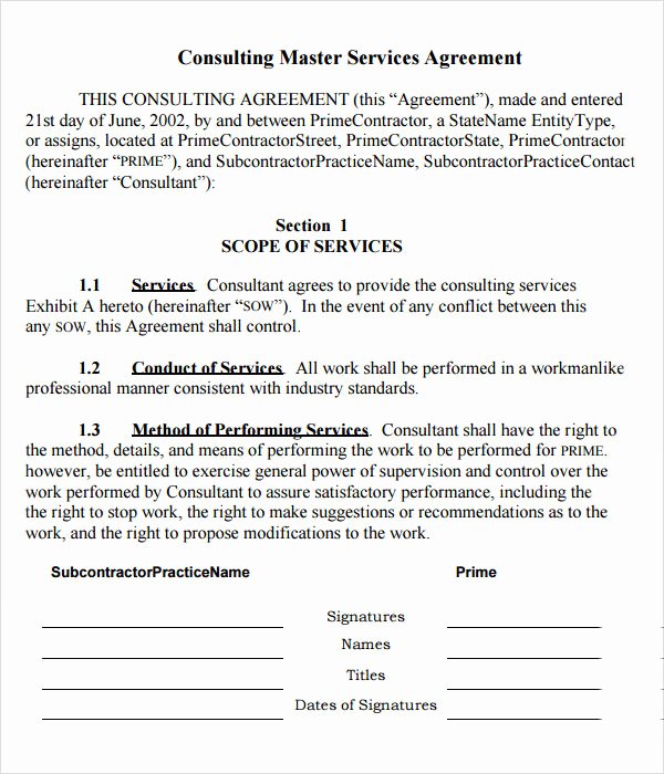 Master Service Agreement Template Best Of Master Service Agreement Template