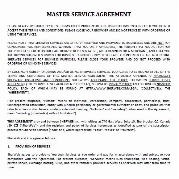 Master Service Agreement Template Unique Sample Master Service Agreement 8 Documents In Pdf Word