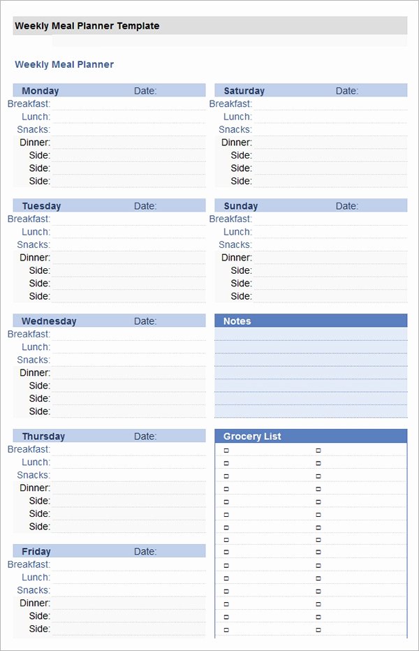 Meal Plan Template Word Luxury Free 17 Meal Planning Templates In Pdf Excel