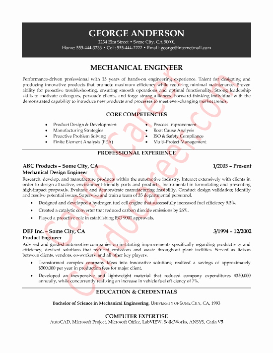 Mechanical Engineer Resume Sample Beautiful Resume Mechanical Engineer Resume Sample